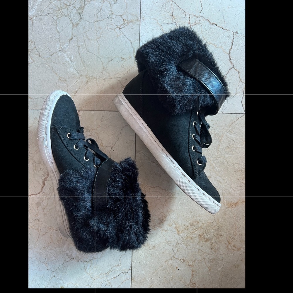 JLo Jennifer López Fur Hightop Sneackers Size 7,5 - Picture 3 of 15